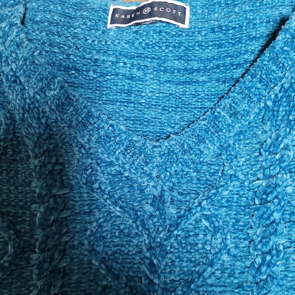 🎄Karen Scott Soft Chenille Pretty Blue Sweater XL - Picture 8 of 9